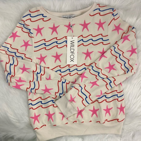 Wildfox Tops - Wildfox Sea Stars & Stripes Baggy Beach Pullover
